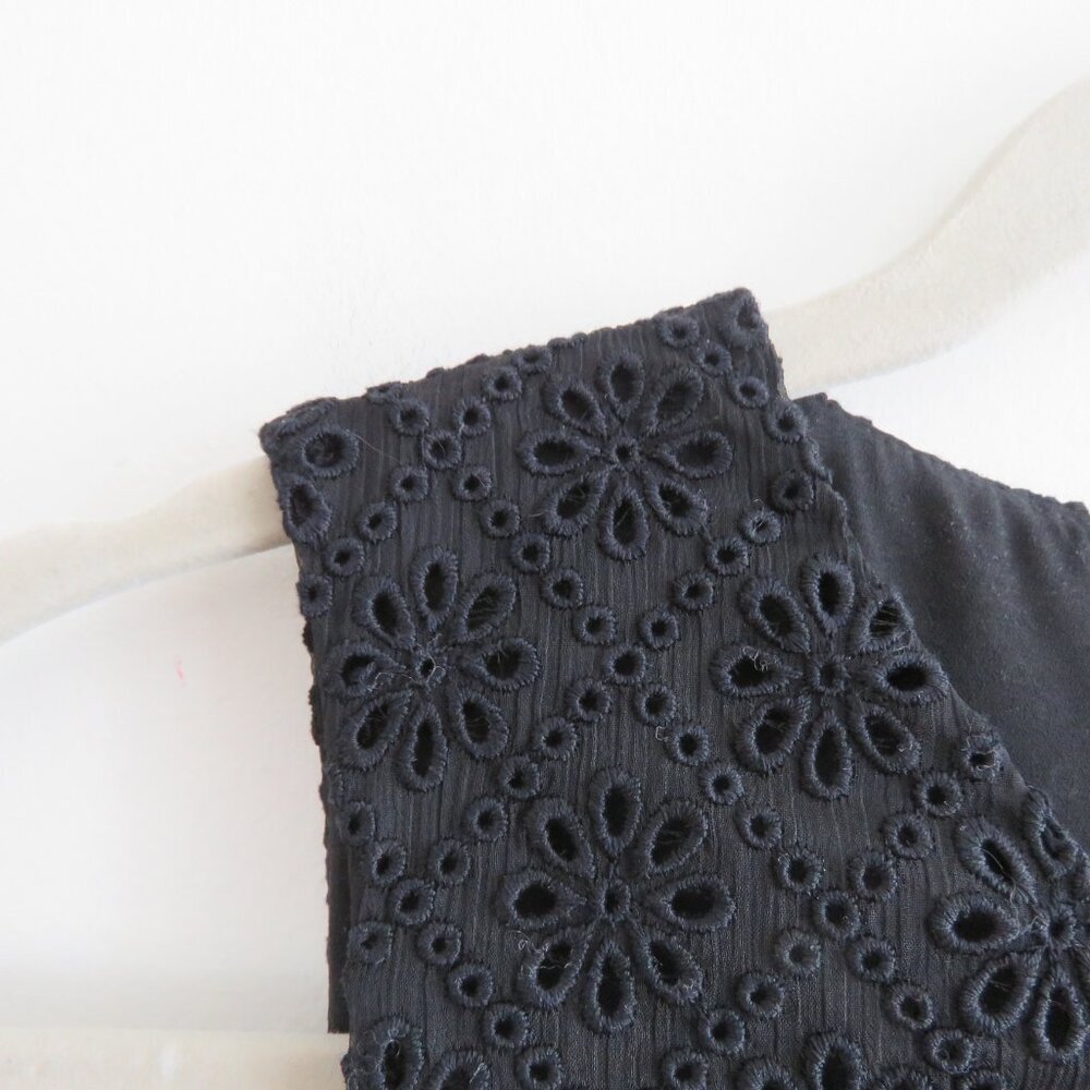 PHILOSOPHY DI LORENZO SERAFINI Broderie Anglaise Lace Ruffle Tiered Black Dress - Picture 11 of 15